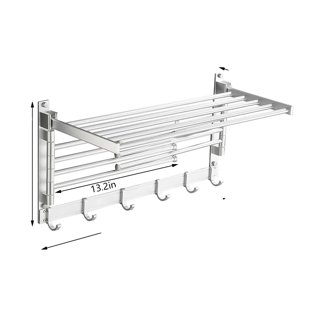 Asta Portasciugamani Alluminio Argento - Design Parete Bagno Moderno