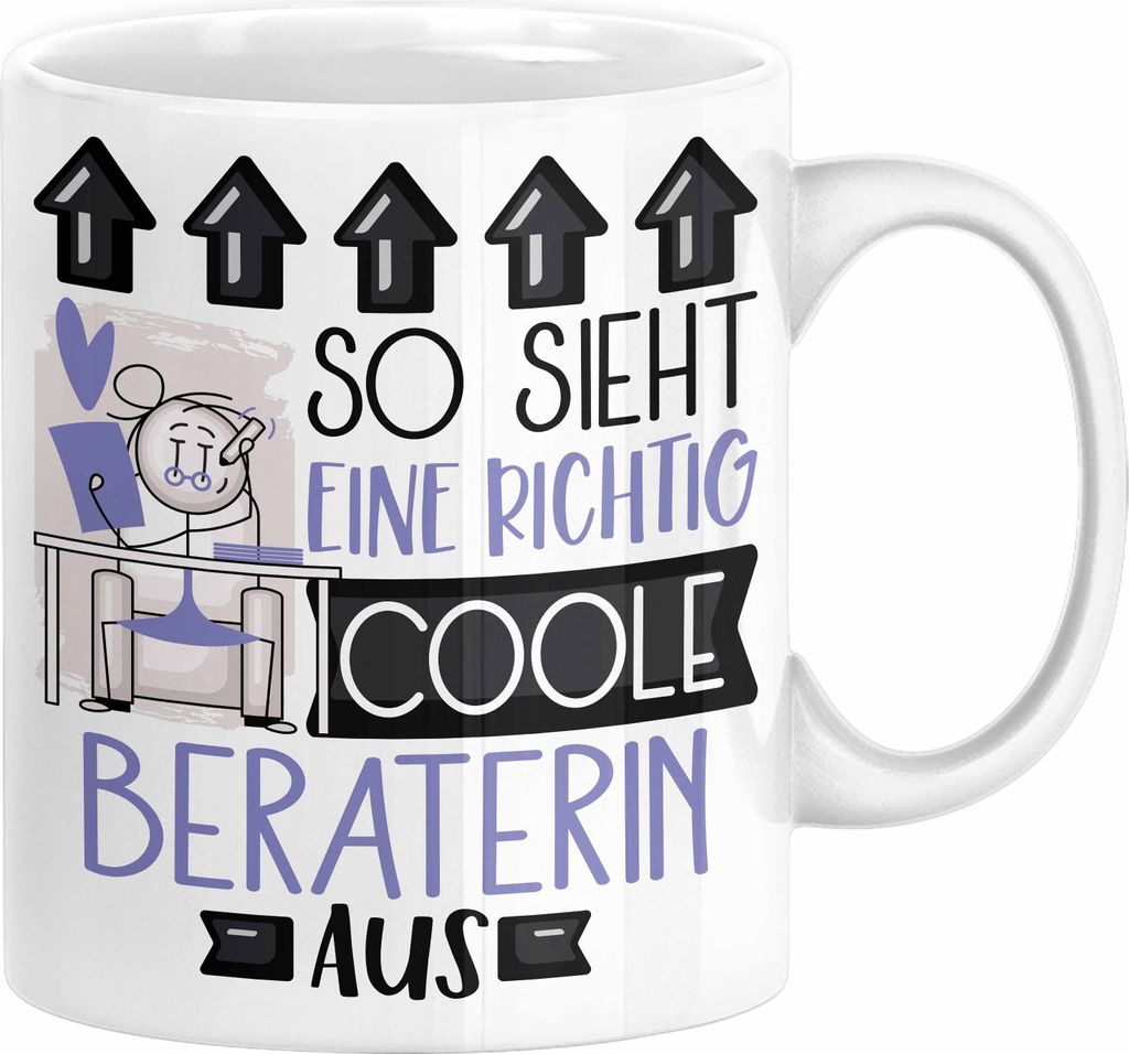 Beraterin Geschenk Tasse Lustig Geschenkidee für Beraterin Geburtstag So Sieht Eine Richtig Coole Beraterin Aus Frauen Spruch (Weiß)