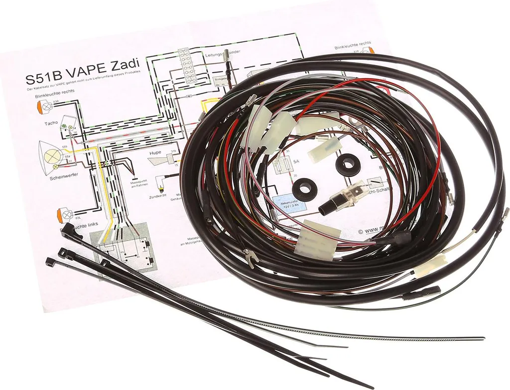 Kit faisceau électrique complet pour moteur S51B et allumage Vape 12V Zadi
