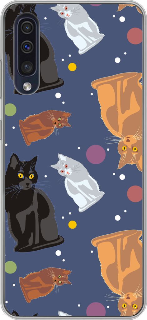 MuchoWow Handyhülle Schutzhülle Hülle für Telefoonhoesje Samsung Galaxy A50 Muster - Katze - Weltraum - Jungen - Mädchen - Kinder - Kinder S...