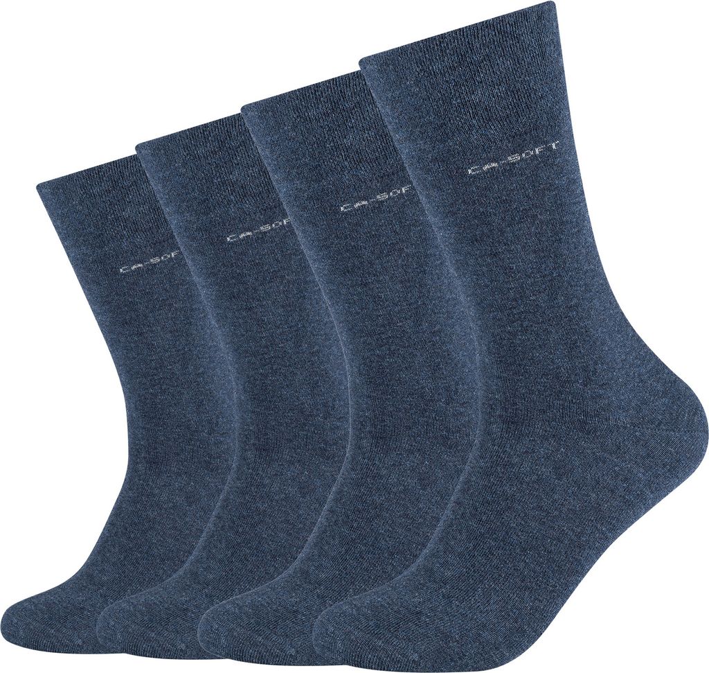 Camano Socken 4er Pack ca-soft mit innovativem Piquée-Bund blau 43-46