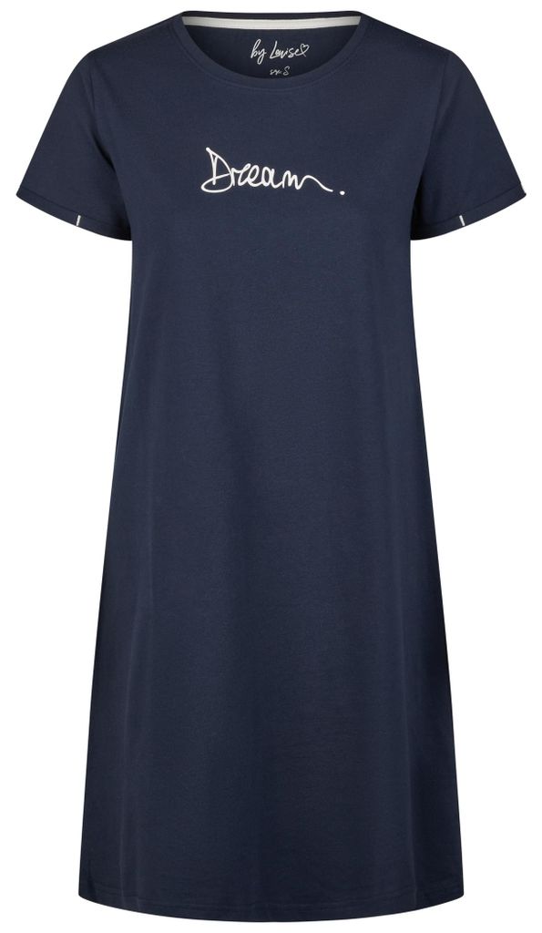 by Louise Kurzarm Sleepshirt aus 100% Baumwolle – Knielang, Bequem und modisch für erholsame Nächte, Farbe:navy, Grösse:XXL