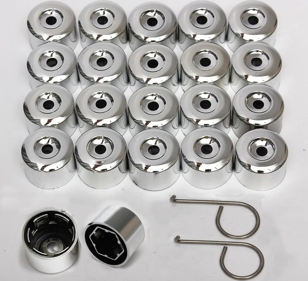 Kit 20 Tappi Copribulloni 17mm Cromo per Ruote VW Polo Passat Golf