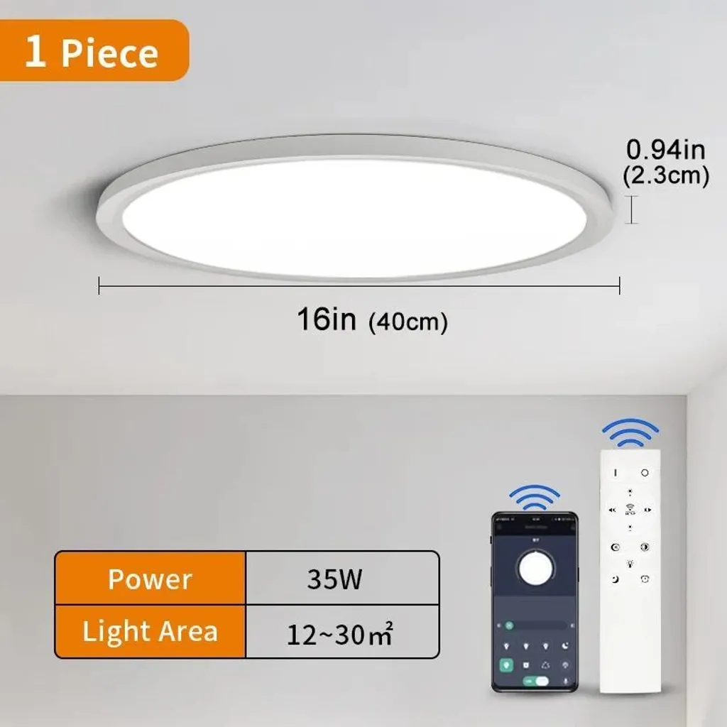 Plafonnier LED Dimmable 35W Blanc à Intensité Variable Intelligente