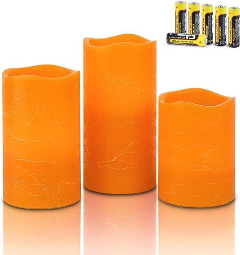 Lot de bougies piliers LED blanc chaud pour décoration automnale