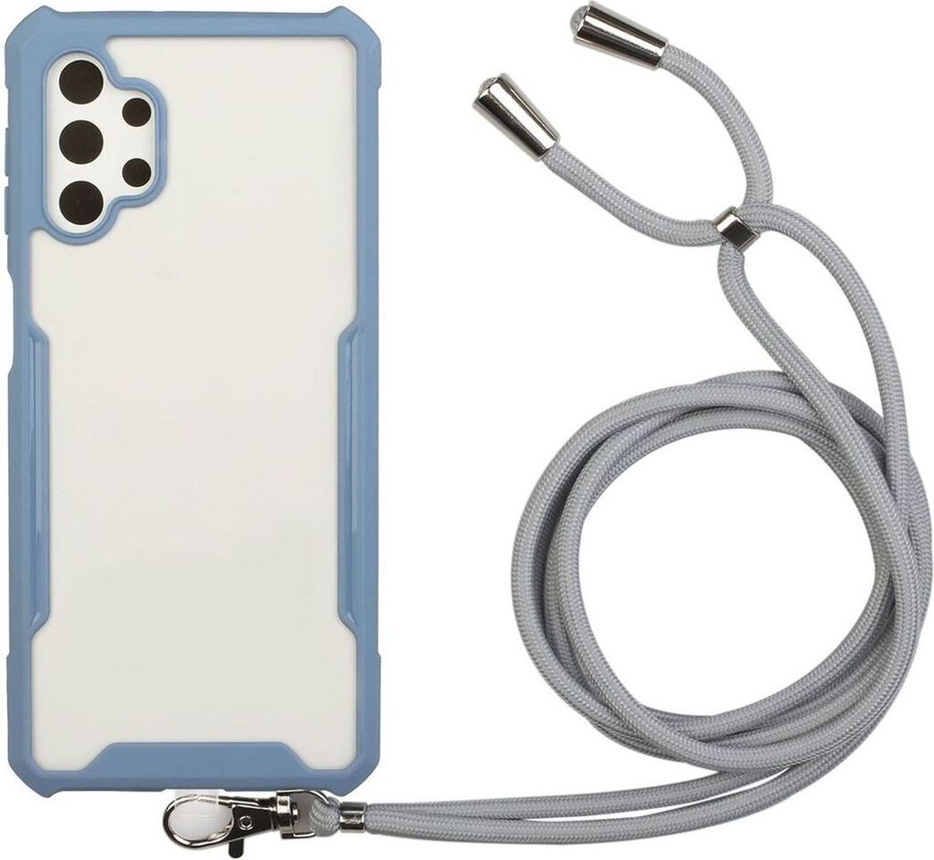 Handykette für Samsung Case Handyhülle Case mit Band Cover zum umhängen mit Kordel , Farbe:Hell-Blau, Modell wählen:Samsung Galaxy A32 5G