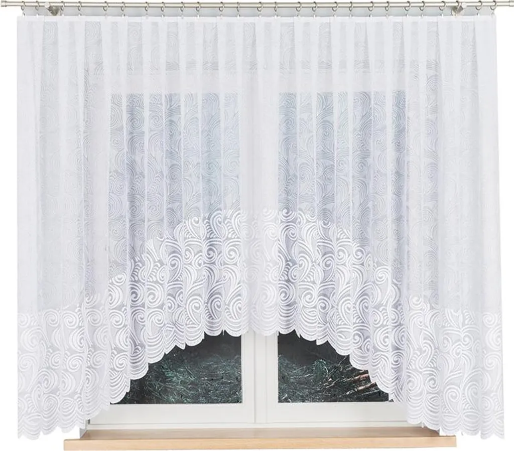 Voilage arqué court blanc 4m pour cuisine - Modèle KINGA MyBestHome