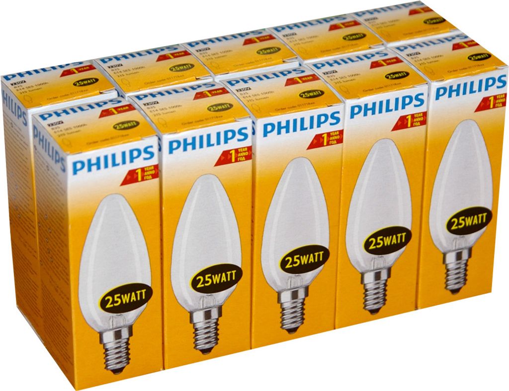 10 x Philips Glühlampe Glühbirne Kerze 25W E14 MATT Glühlampen Glühbirnen