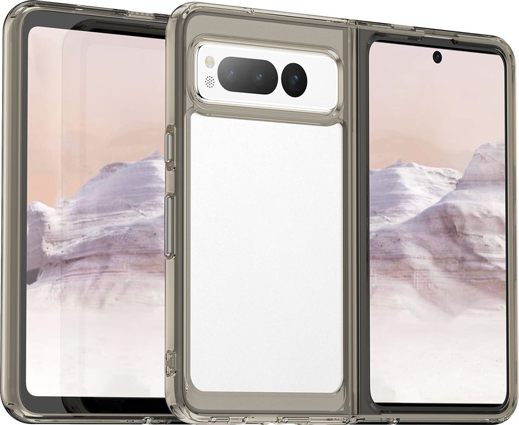 Google Pixel Fold Hülle, Klar Rückseite Stoßfeste TPU Silikon Bumper Schutzhülle für Google Pixel Fold Grau
