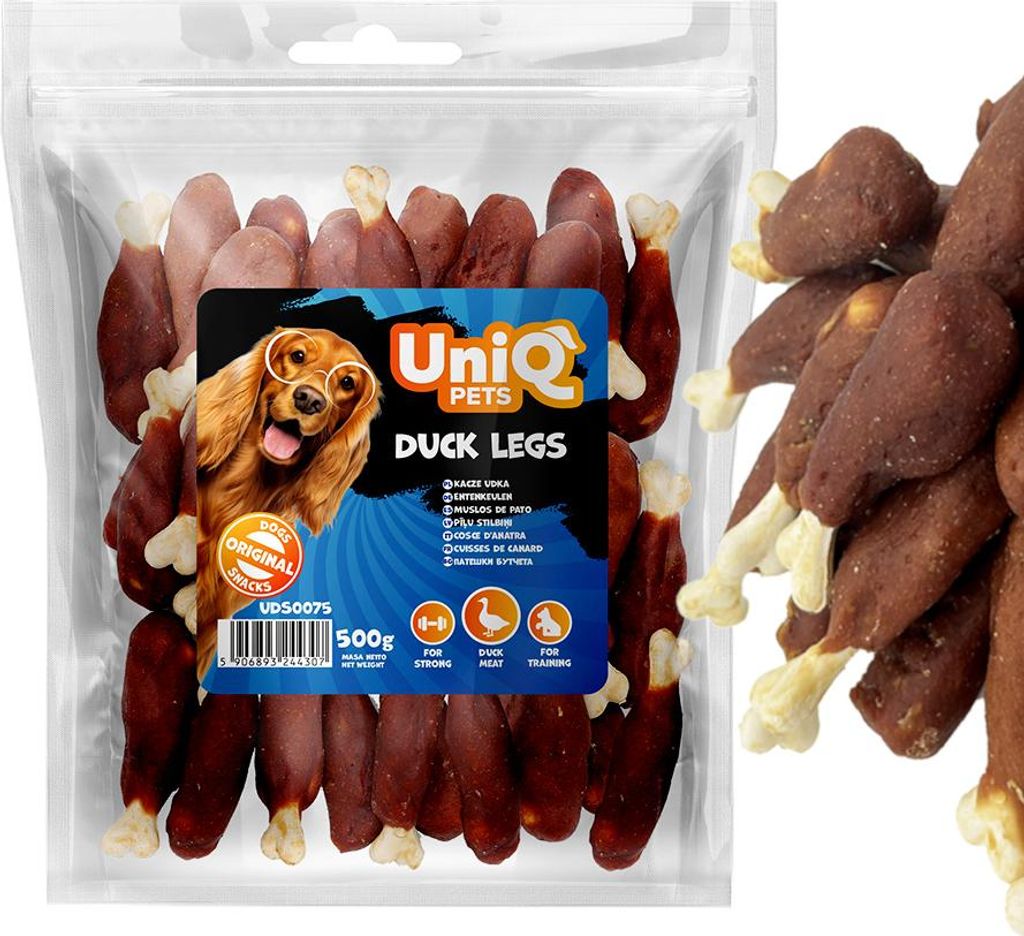 Hondensnoepjes, snack van eendenbout, UniQ Pets, 500g Productafbeelding 