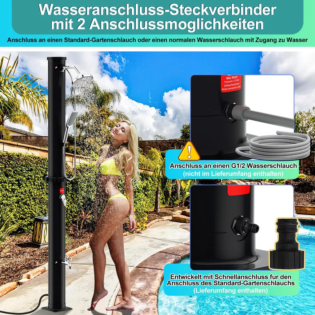Izrielar Doccia Solare 20L: Set Esterno Completo con Lavapiedi e Telo - 6
