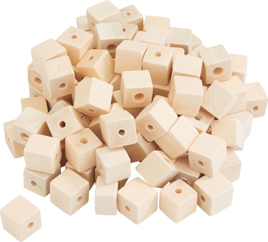 VBS XXL Bastel-Holzperle "Würfel", 100 Stück, 1,5 x 1,5 cm Produktbild 