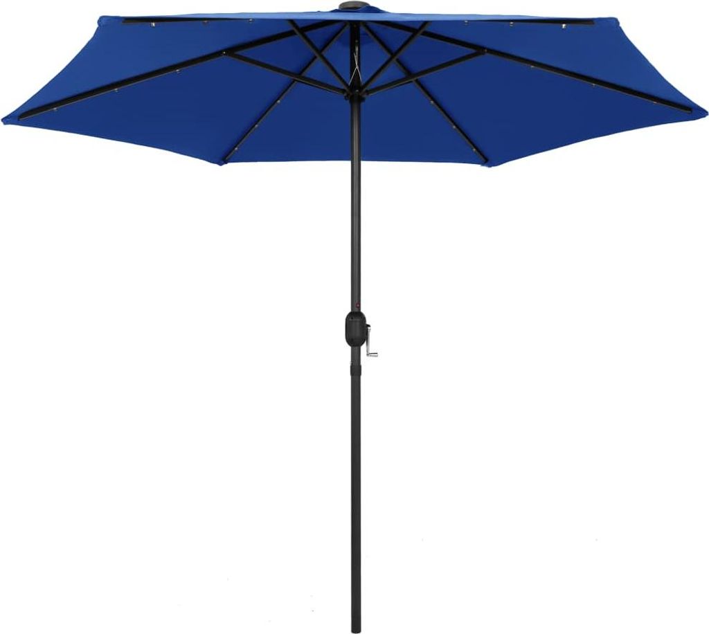 vidaXL Sonnenschirm mit LED-Beleuchtung und Alu-Mast 270 cm Azurblau