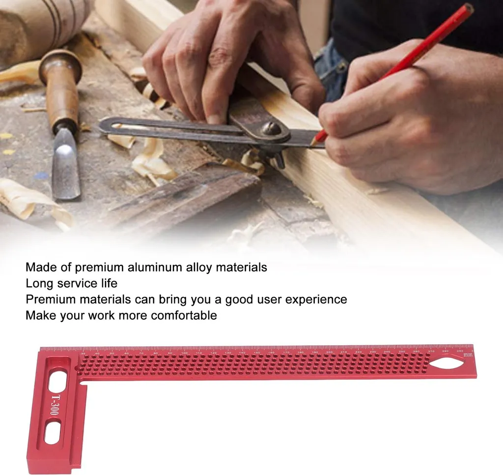 Règle d'équerrage en aluminium pour menuisier, équerre de cadre rouge - 18