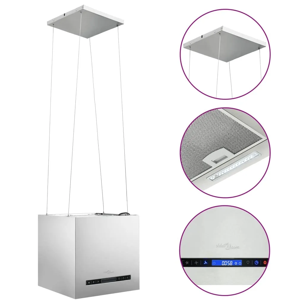 Hotte aspirante îlot inox 37 cm Touch-Sensor avec écran LCD tactile