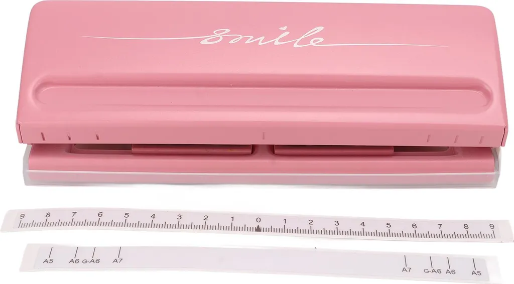 Perforatrice 6 trous rose en métal pour planner A5 et agenda perso