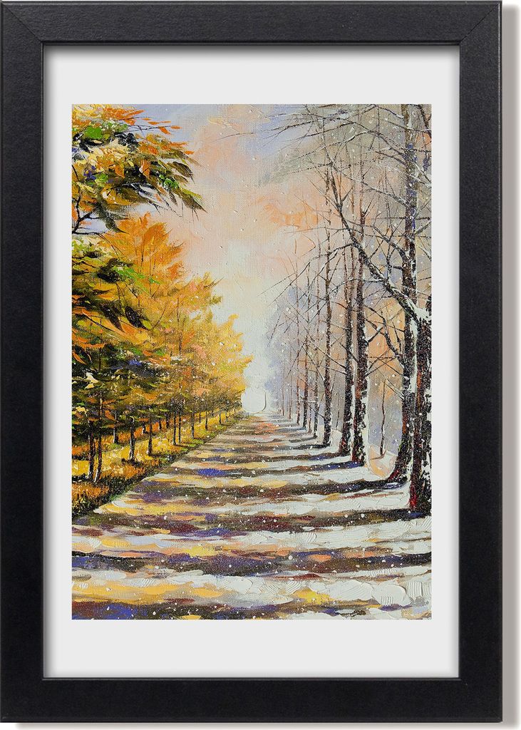 Bild 20x30 MDF-Rahmen, Wandkunst Winter und Herbst
