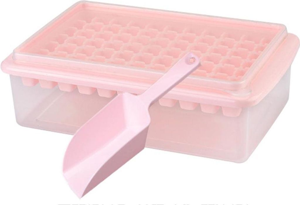 Kleine Eiswürfelschale mit Deckel und Behälter, wird mit Eiswürfelbehälter, Schaufel und Abdeckung geliefert, BPA-frei, stapelbar