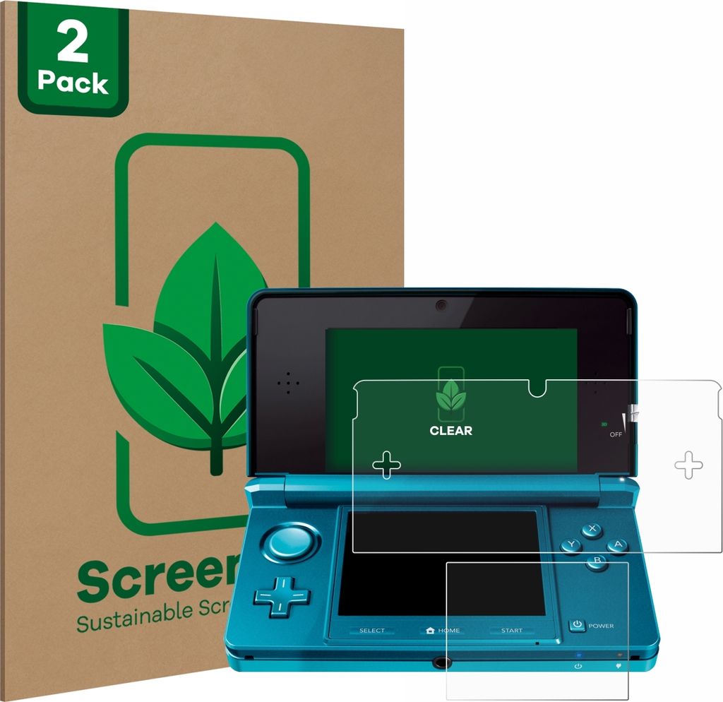 2x ScreenLeaf Schutzfolie für Nintendo 3DS nachhaltiger Displayschutz Display Schutz Folie Klar Transparent