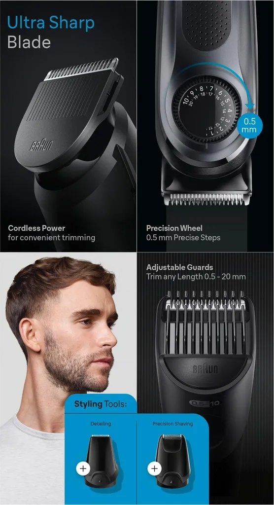 Braun Tondeuse à Barbe BT5441 avec Sabots de Précision et Outils Style - 13