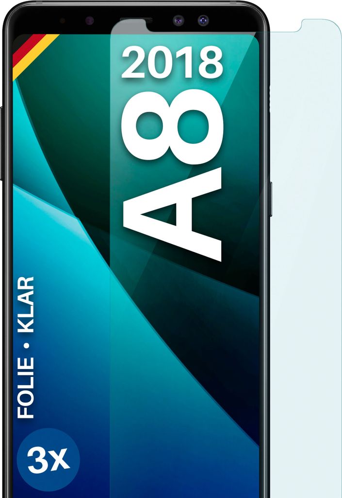 moex 3x Schutzfolie kompatibel mit Samsung Galaxy A8 (2018) - Displayschutzfolie dünn Folie, Klar