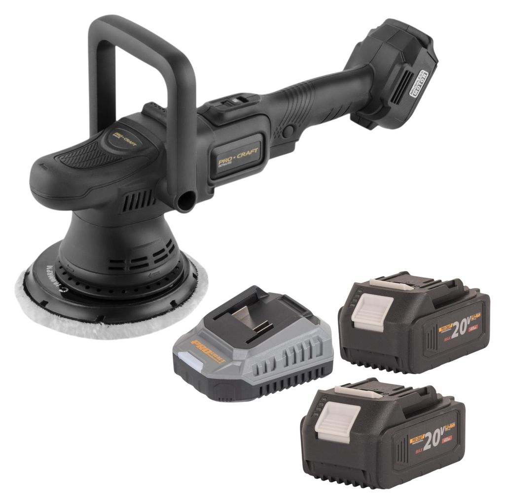Procraft PM22bb Akku Poliermaschine 20 Volt 150 mm + 2x Akku 4,0 Ah + Ladegerät