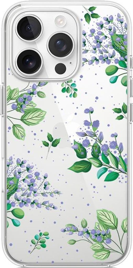 iPhone 13 Pro Max Hülle, Transparent, Silikon Flexi, Lila Blumen