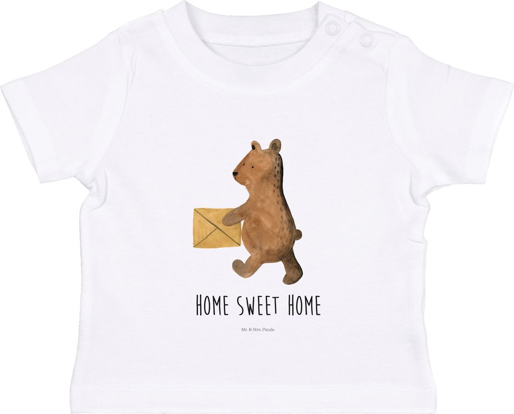 Mr. & Mrs. Panda Babyshirt Bär Zuhause 0. - 6. Monat - Weiß - Geschenk, T-Shirt, Organic Baby Shirt, Einzugsgeschenk Einzug Neues Haus Neue Adres...