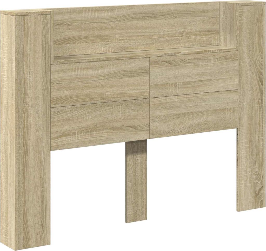 vidaXL Kopfteil-Schrank mit LED mit Regal Sonoma 140 x 16,5 x 103,5 cm