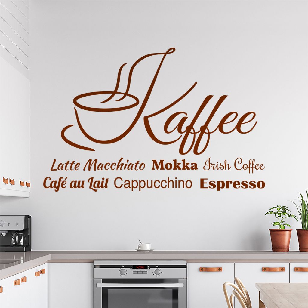 Wandtattoo Kaffee Nr. 2 Wandtattoo in 6 Größen - Wandaufkleber Wall Sticker - Dekoration, Küche, Wohnzimmer, Schlafzimmer, Badezimmer