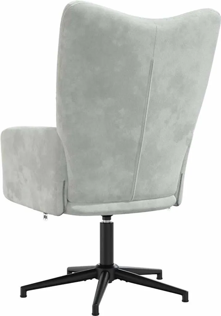 Poltrona da Soggiorno vidaXL Velluto Grigio | Seduta Relax Girevole 360° - 4