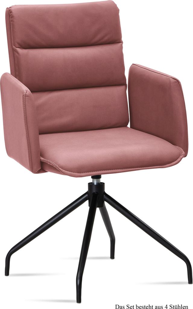 Armlehnstuhl drehbar (4er-Set) Donica 52x92x60 Schwarz/Rosewood
