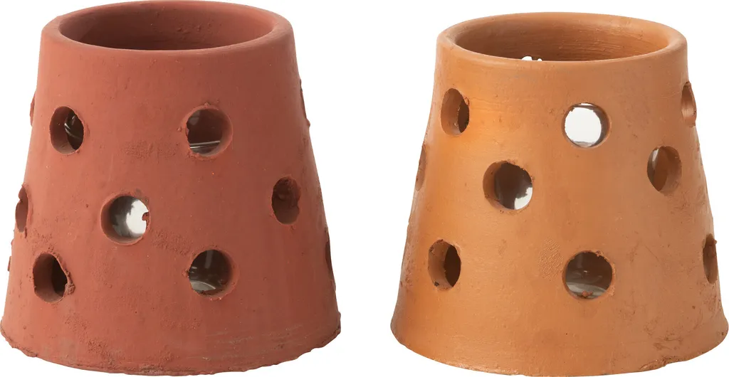 Bougeoir Gaia Étroit J-Line en Terre Cuite et Verre - Set de 2 Assortis