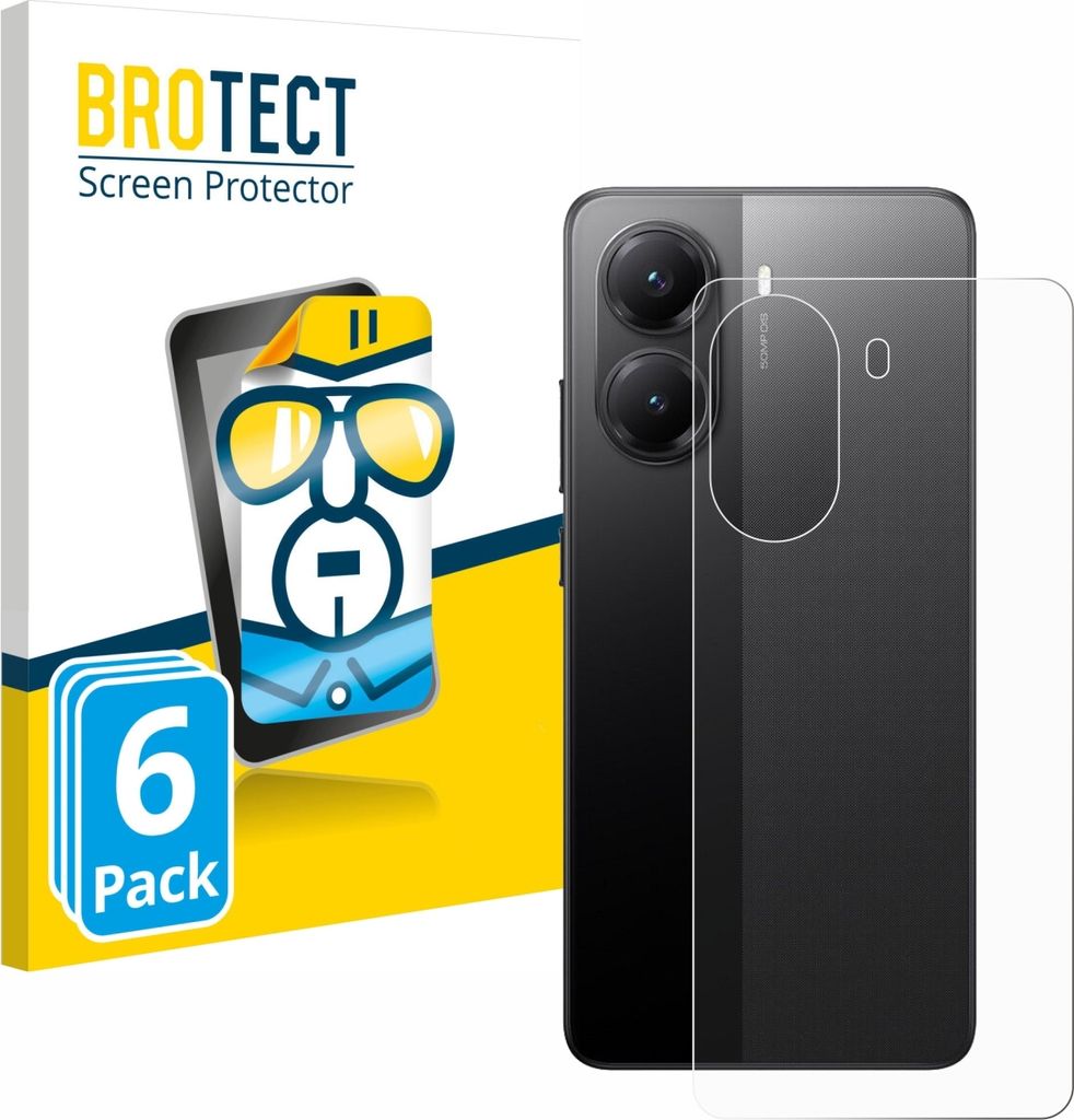 6x Für Xiaomi Poco X7 Pro (Rückseite) Schutzfolie BROTECT Displayschutz Display Schutz Folie Klar Transparent