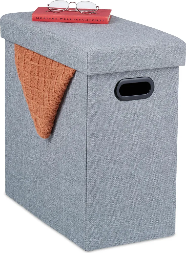 relaxdays Sgabello grigio con contenitore