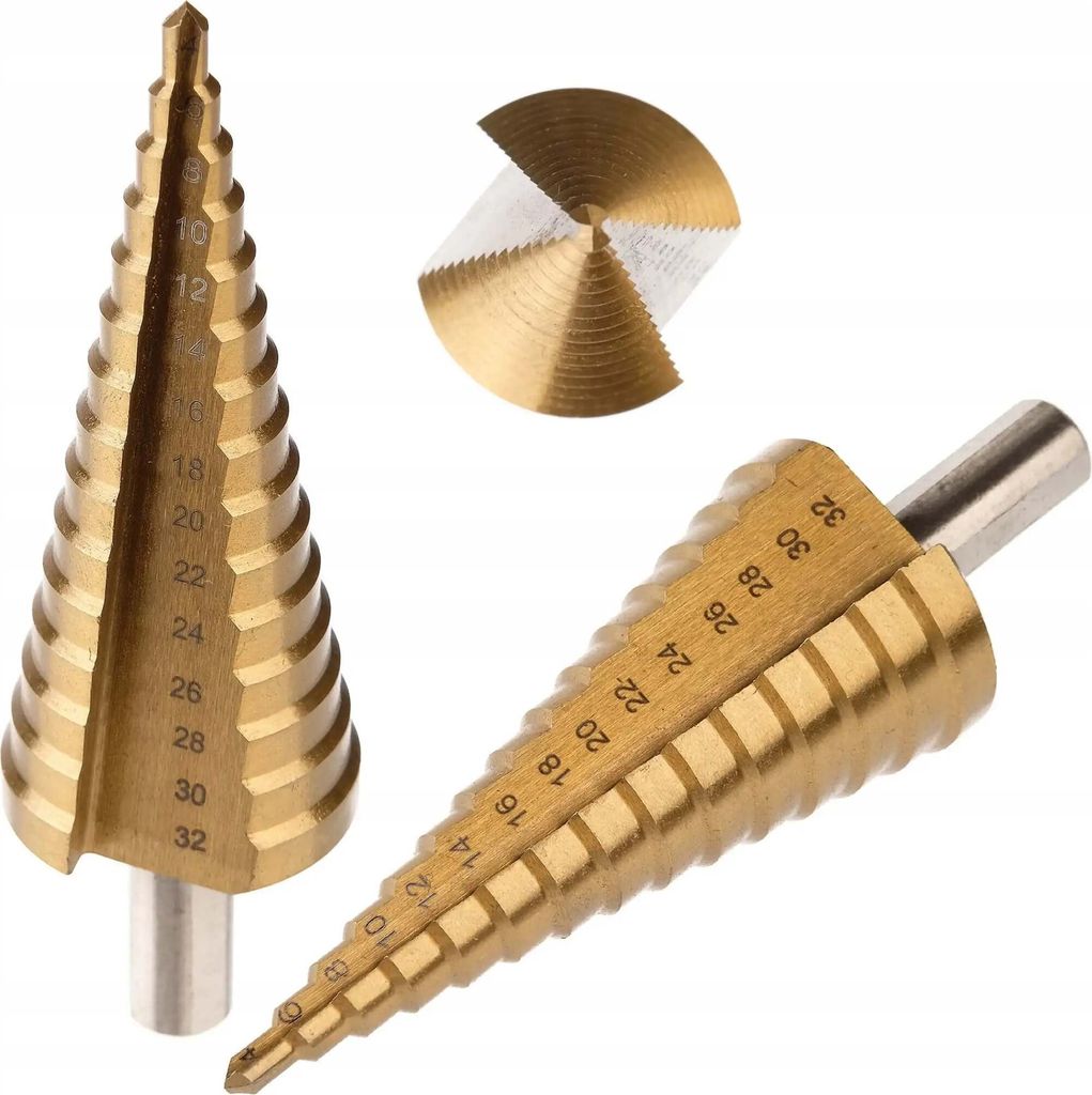 Stufenbohrer 4 - 32 mm Kegelbohrer HSS Konusbohrer Senker Titan
