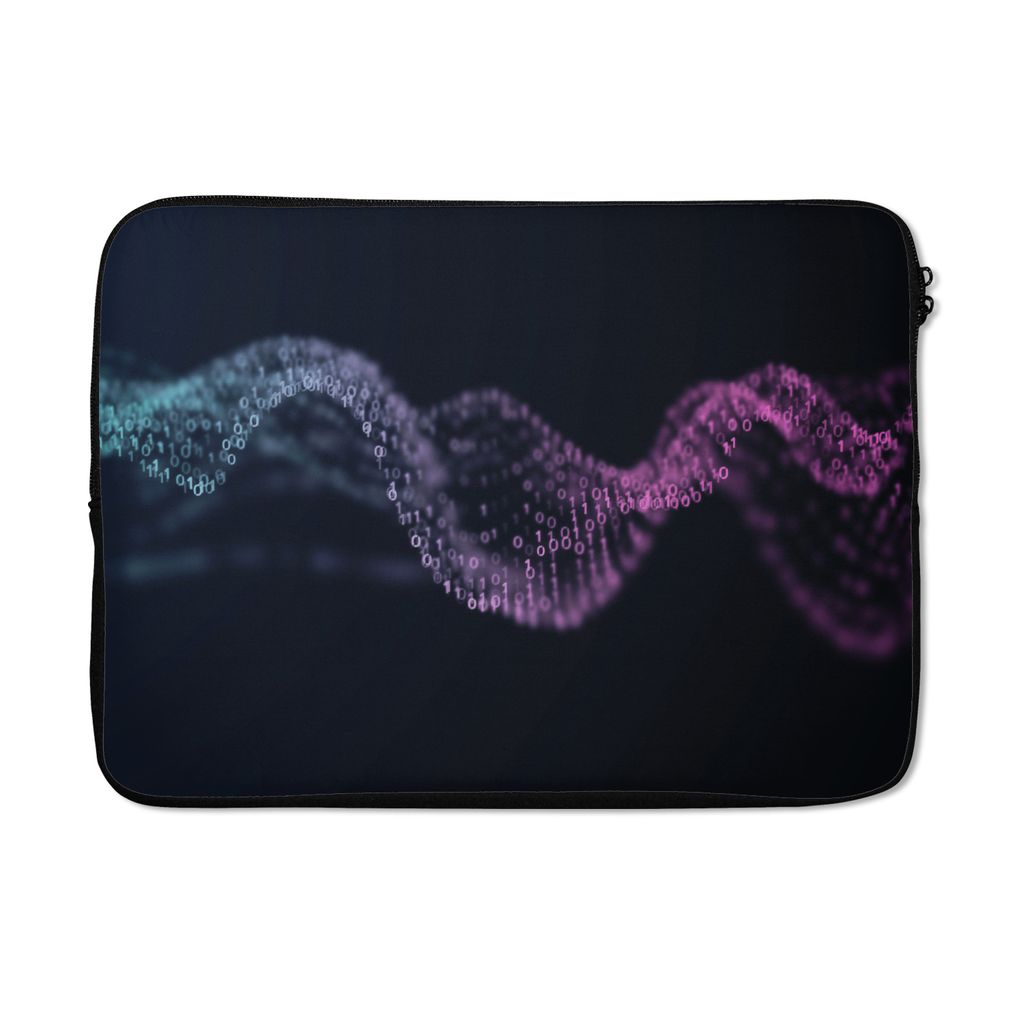 MuchoWow Laptop Hülle 14 ZollWellen mit Binärcode Laptoptasche - Laptoptasche - Stoßsicher - Schutzhaube