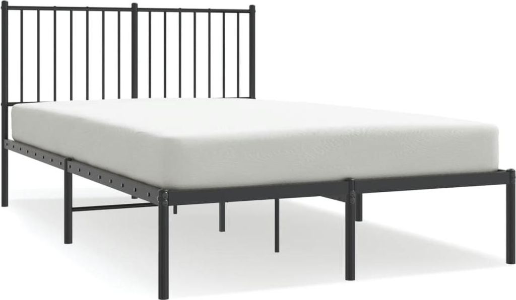 vidaXL Bettgestell mit Kopfteil Metall Schwarz 120x190 cm Produktbild 