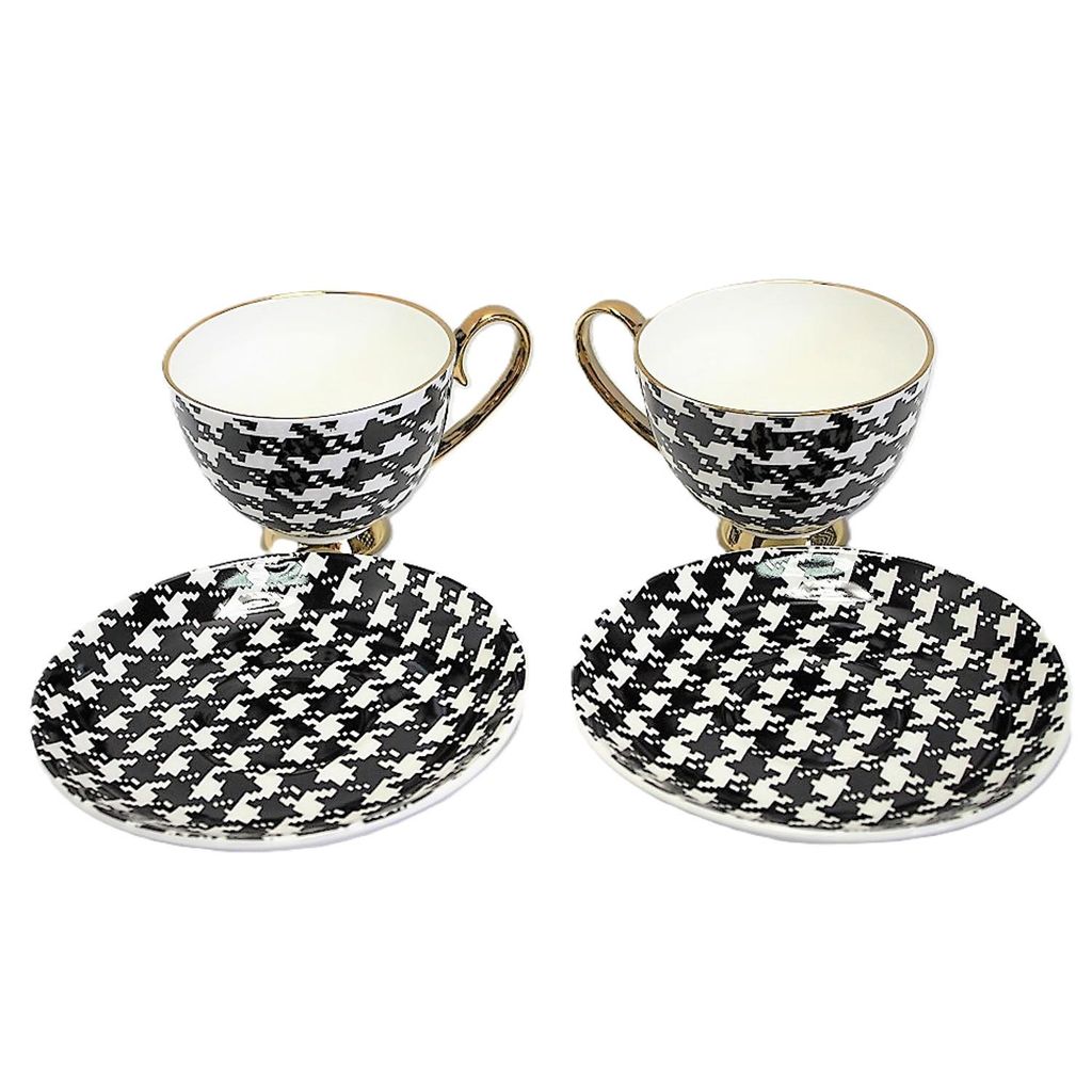 Espressotassen 2+2 Pepite Gold Akzente Porzellan Königin Isabel