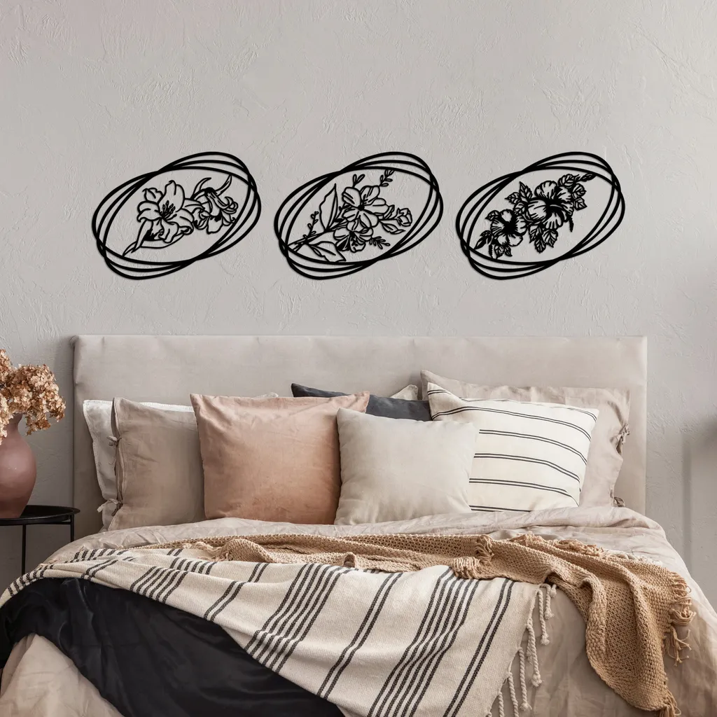 Wallity Fiori SKL2484: L'Arte del Metallo Nero per la Casa
