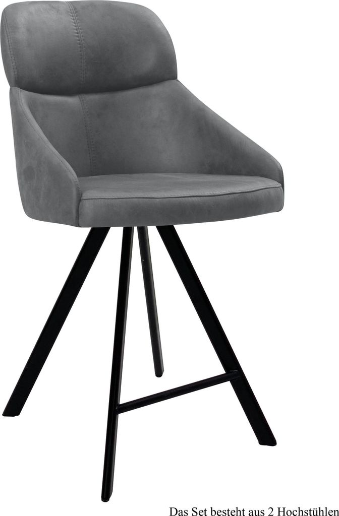 Thekenstuhl drehbar (2er-Set) Diljana 52x99x63 Schwarz/Grau