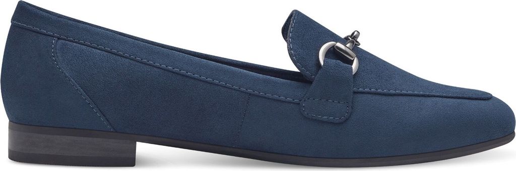 MARCO TOZZI Damen Slipper Zierspange Loafer samtige Haptik 2-24212-42, Größe:42 EU, Farbe:Blau