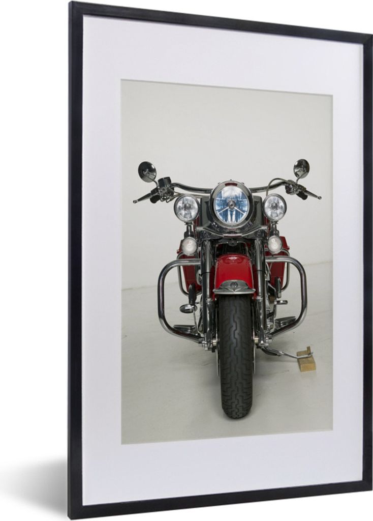 MuchoWow MuchoWow Gerahmtes Poster Rotes Motorrad auf weißem Hintergrund 40x60 cm - Poster mit zchwarzem Bilderrahmen - Poster in Rahmen