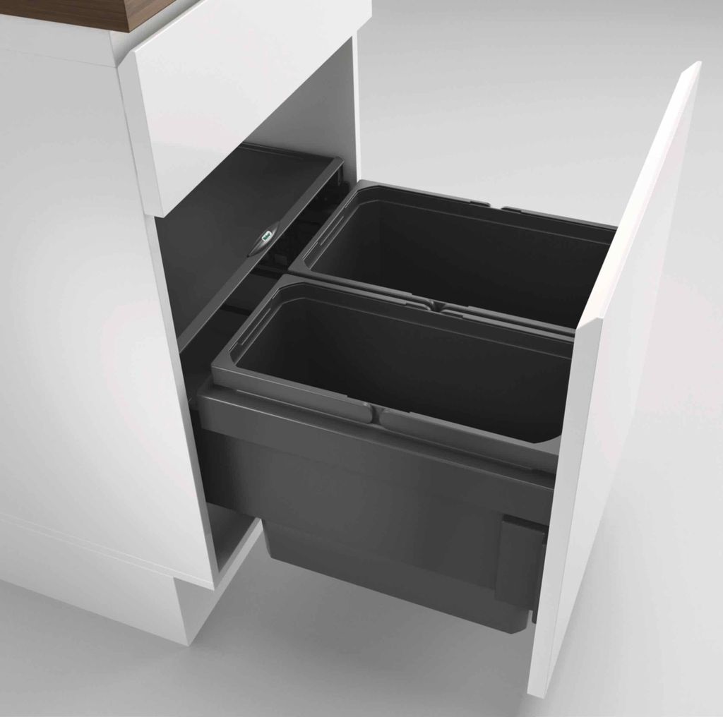 NABER Abfallsorter Cox Base 360 S/500-2 Anthrazit mit 38 (22 + 16) Liter Volumen für 50 cm Schrankbreite