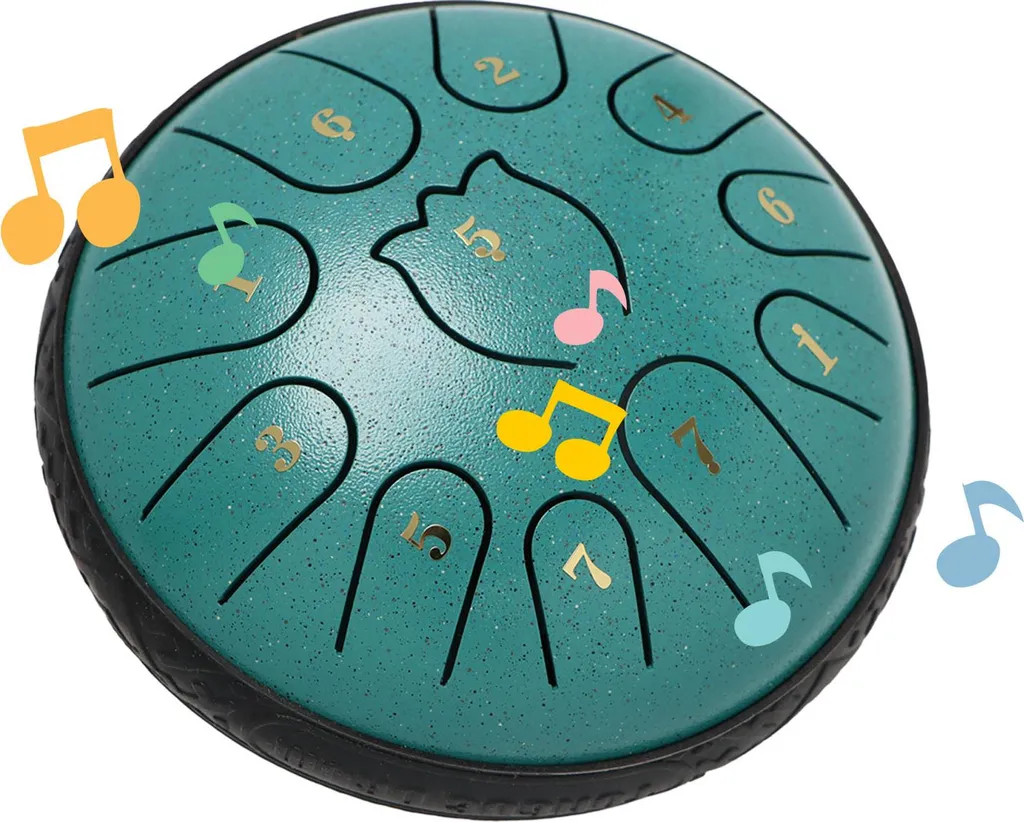 Steel Tongue Drum 11 notes instrument de percussion portable vert 15cm