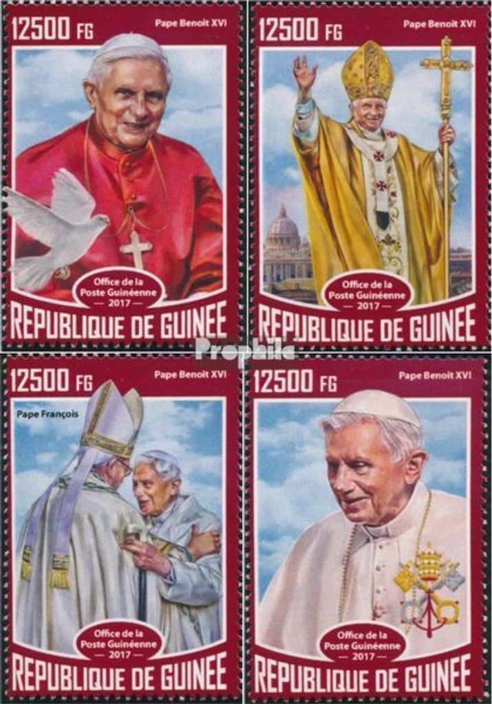 Briefmarken Guinea 2017 Mi 12471-12474 (kompl. Ausgabe) postfrisch Papst Benedikt XVI