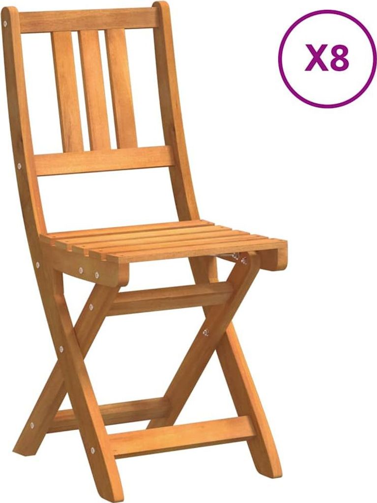 vidaXL Außen Bistro-Stühle mit Kissen 8 pcs Massivholz Akazie