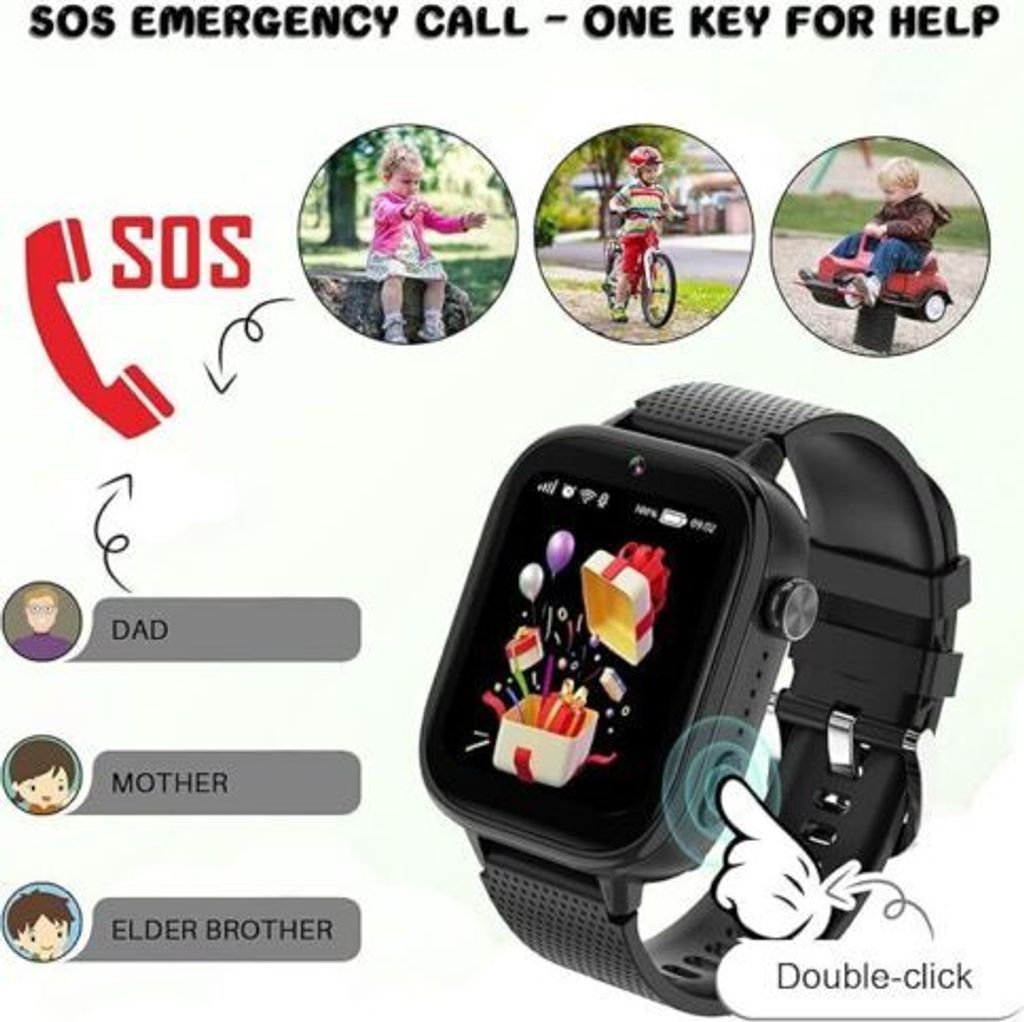 Kinder Smartwatch 4G Mit GPS – Telefon, Videoanrufe, SOS, Schulmodus, 1,75 Zoll (Rosa)