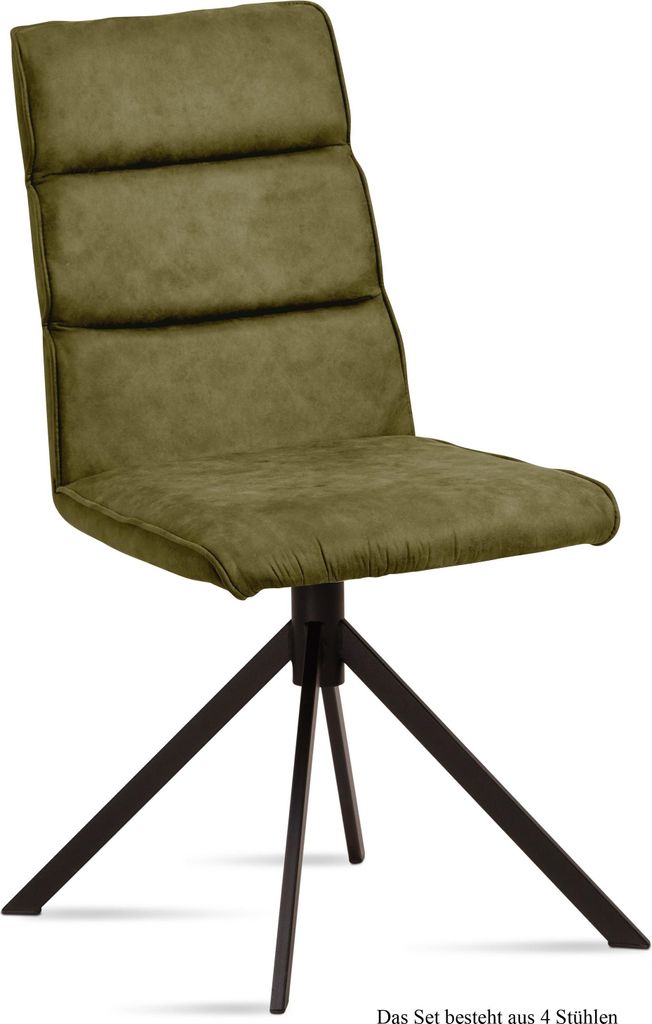 Esszimmerstuhl (4er-Set) Drusy 47x92x60 Schwarz/Olivgrün