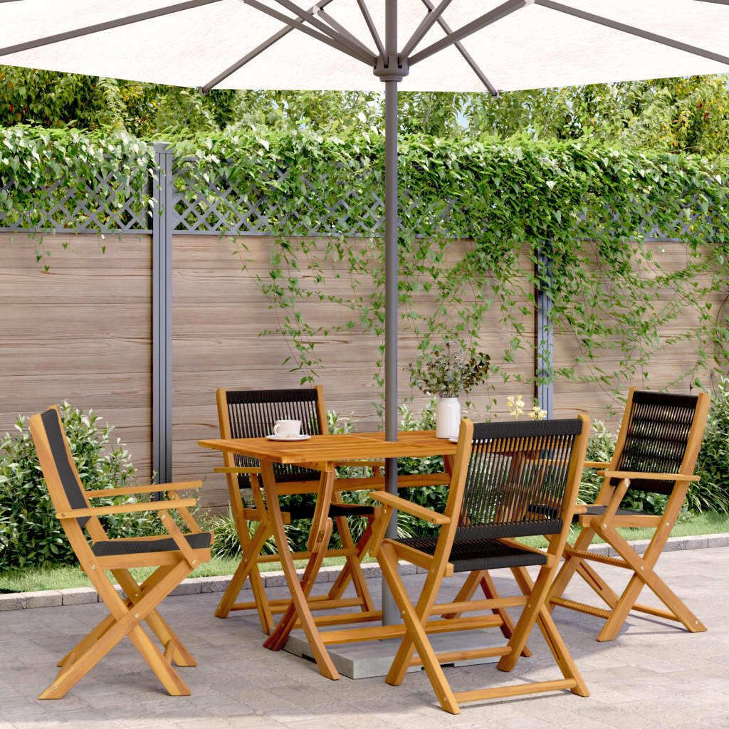 "2026 Promotion" Gartenstühle 4 Stk. - Hohe Qualität - Klappbar Schwarz Massivholz Akazie - Gartenstühle CC11995
